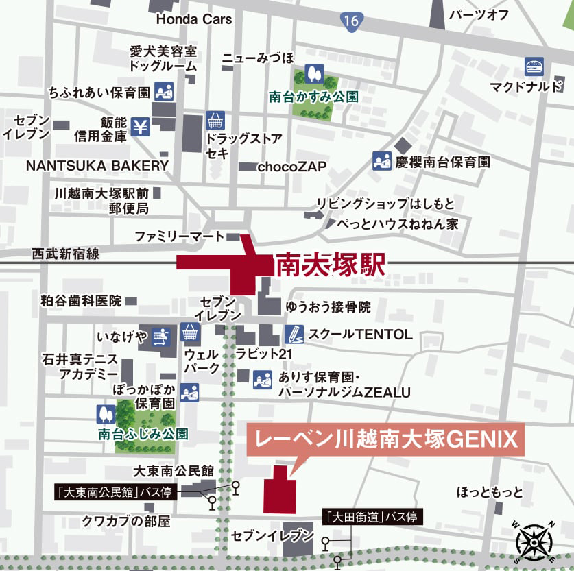 レーベン川越南大塚GENIX：案内図