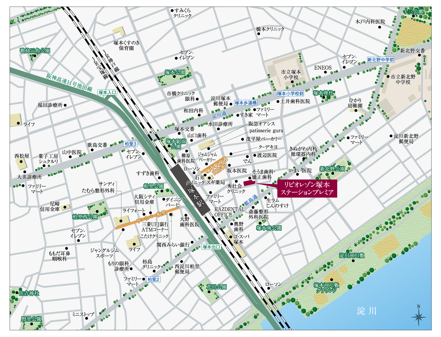 JR大阪1駅新築分譲マンションプロジェクト（リビオレゾン塚本ステーションプレミア）：案内図