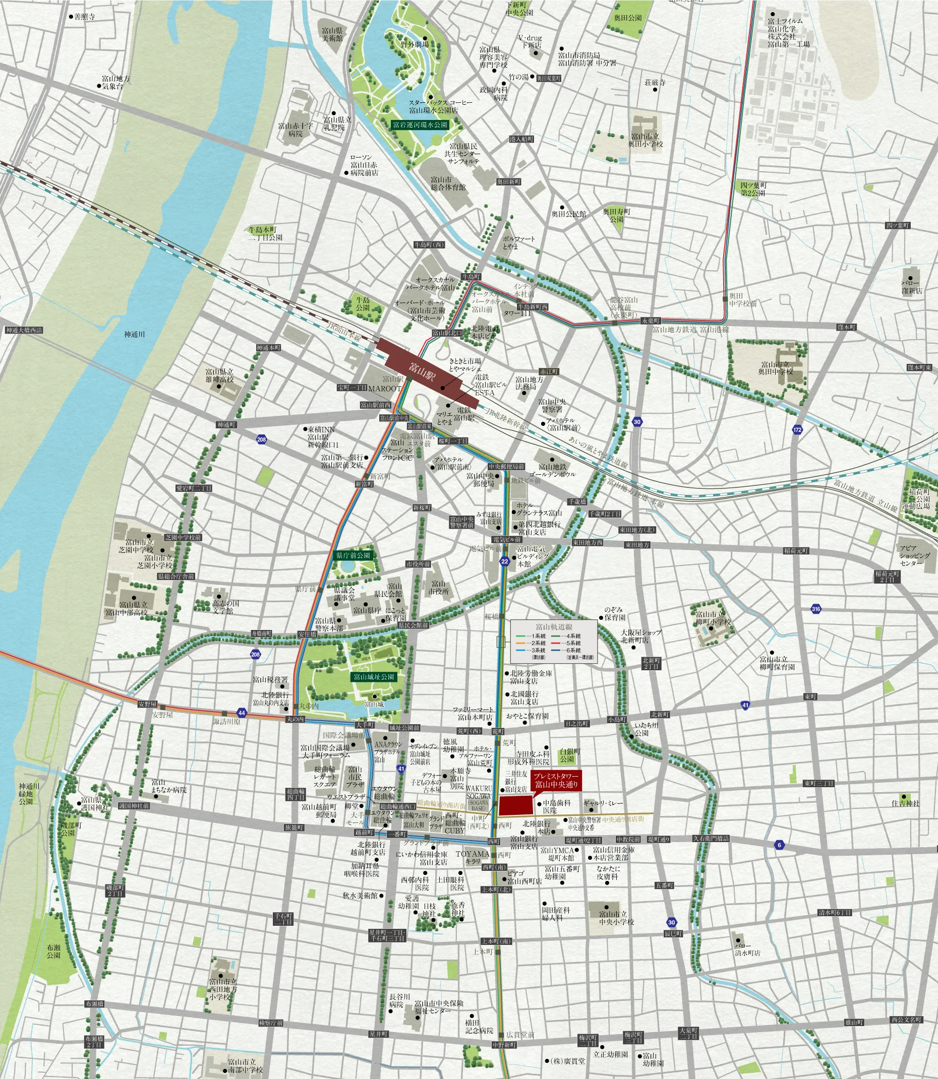 プレミストタワー富山中央通り：案内図