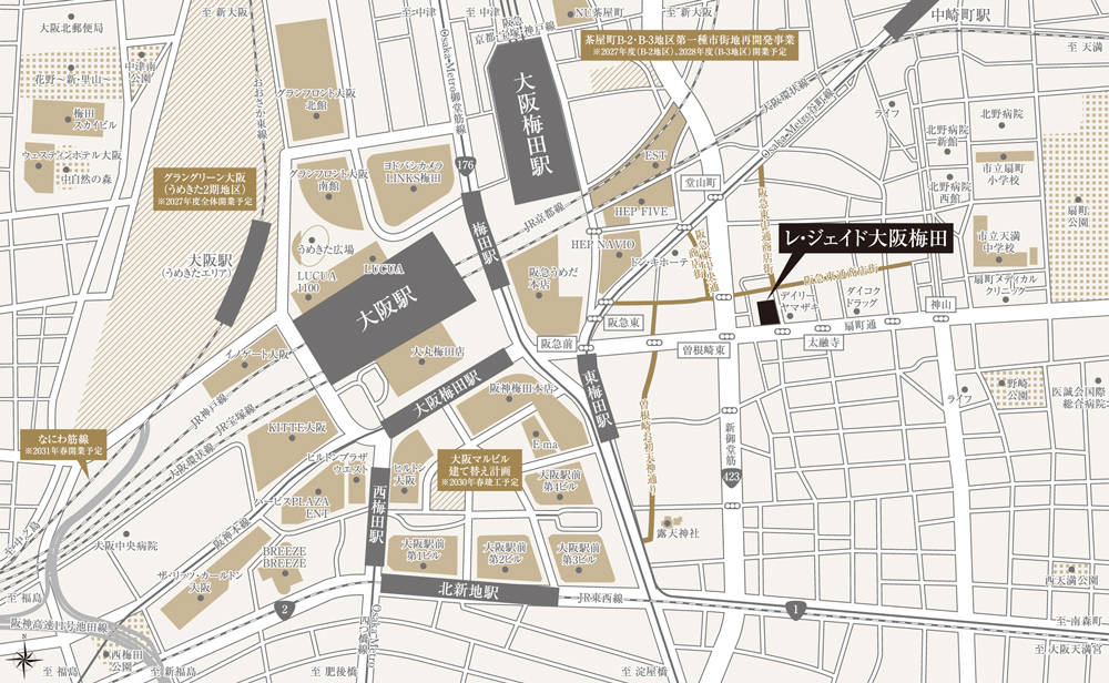 レ・ジェイド大阪梅田：案内図