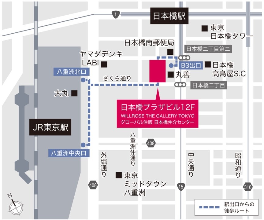 ウィルローズ谷中銀座：モデルルーム地図