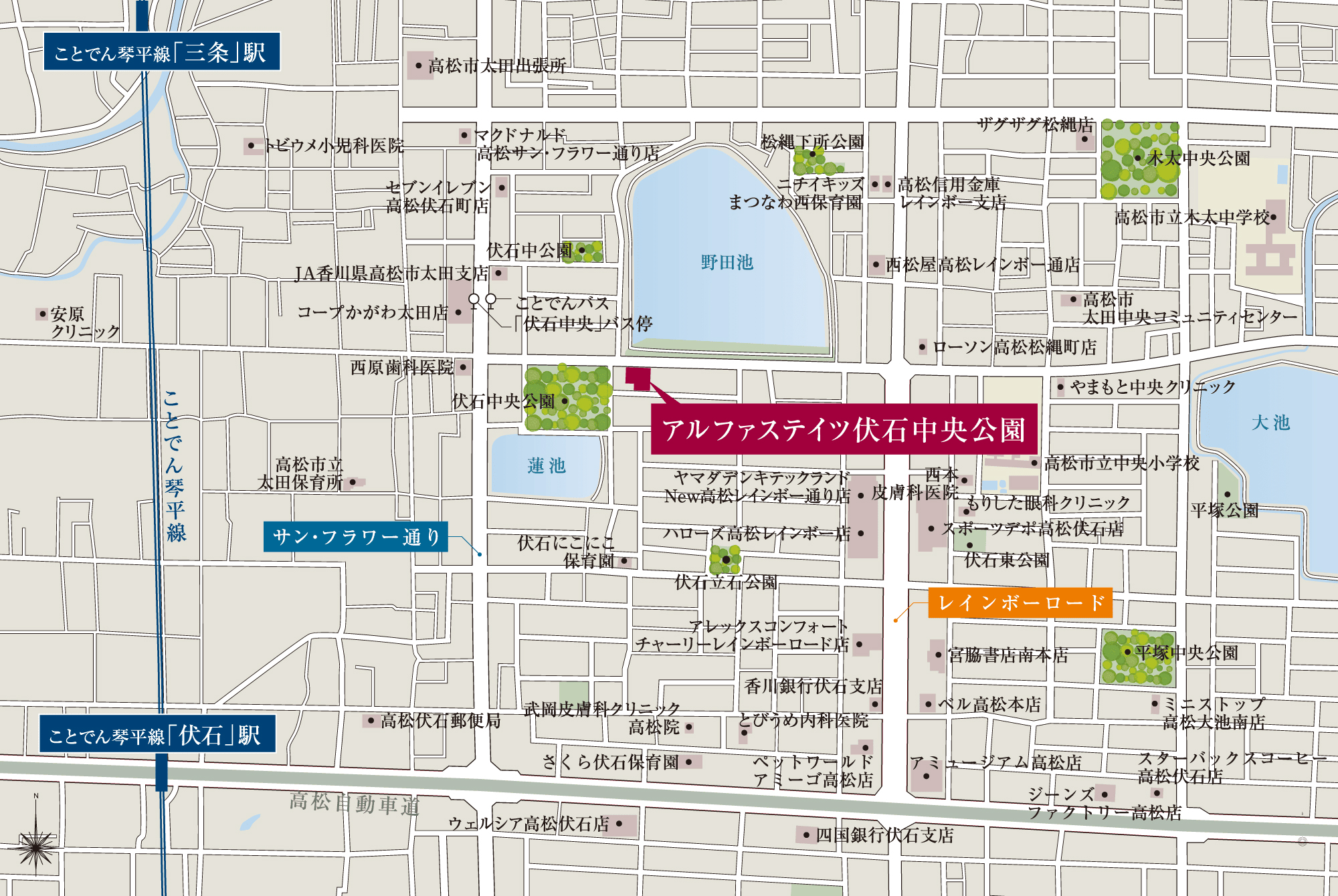 アルファステイツ伏石中央公園：案内図
