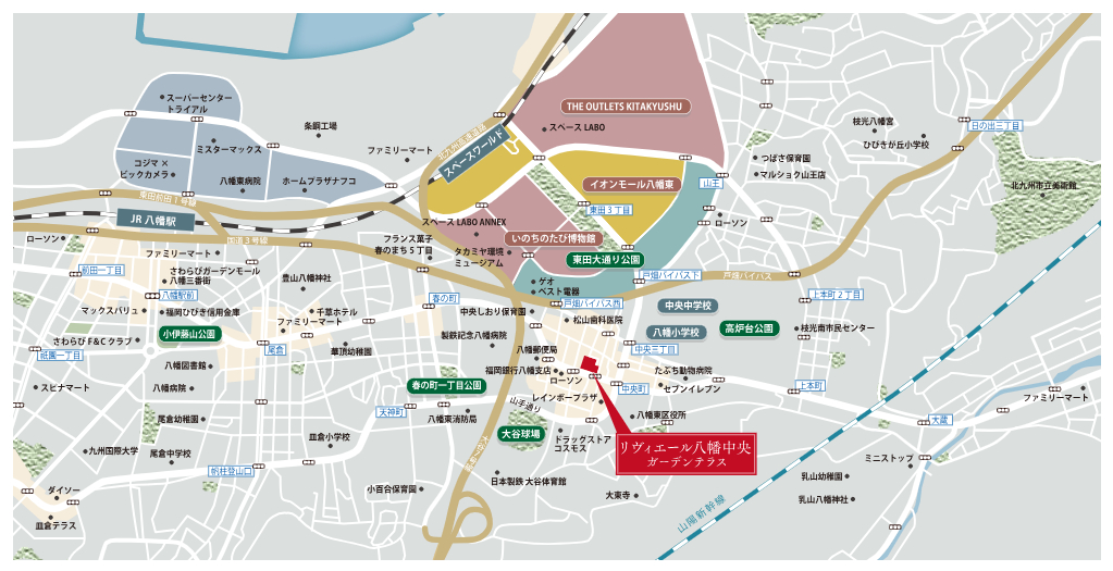 リヴィエール八幡中央ガーデンテラス：案内図