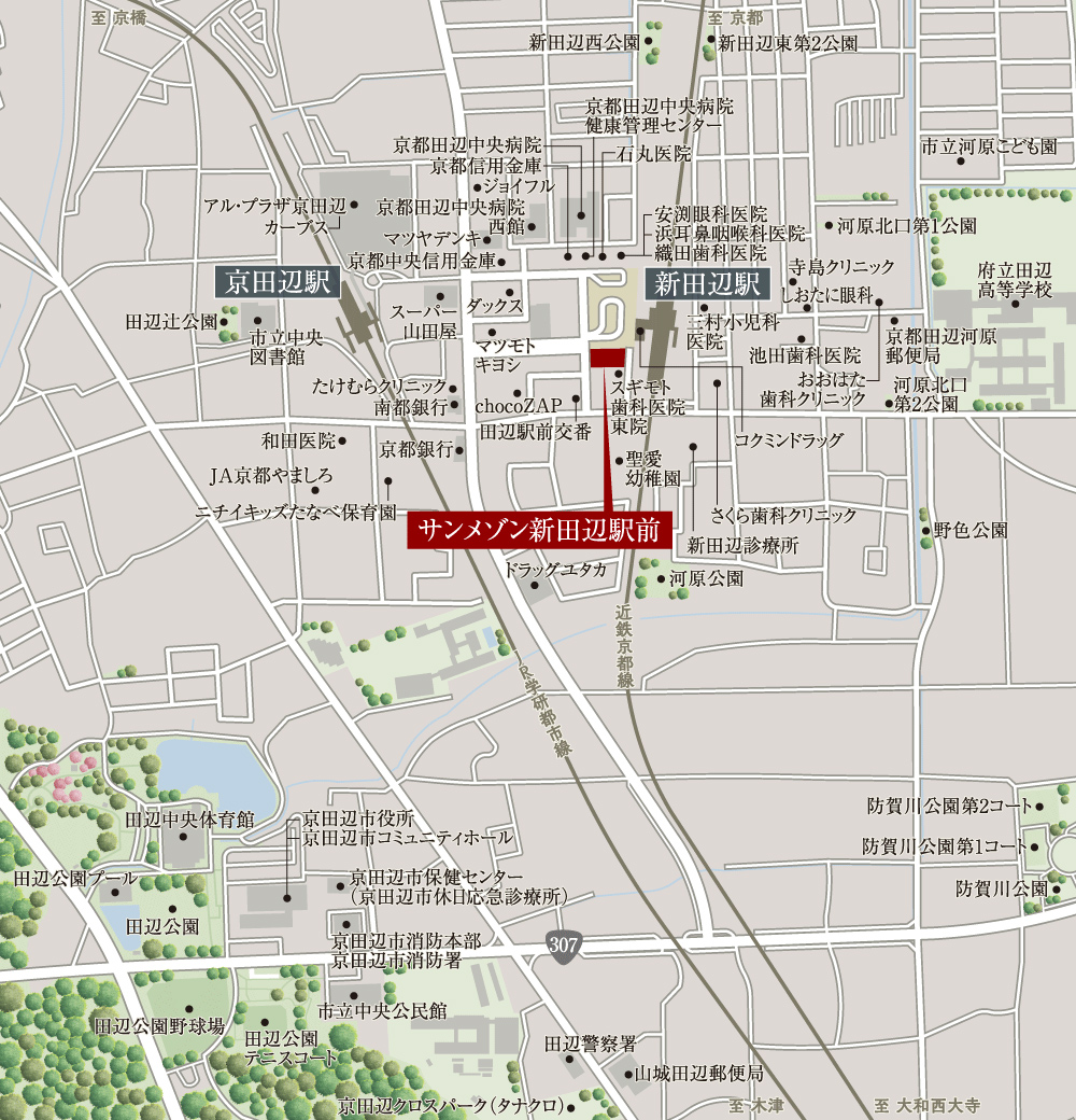 サンメゾン新田辺駅前：案内図