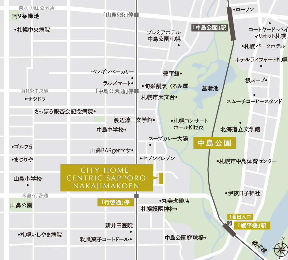 シティホームセントリック札幌中島公園：モデルルーム地図