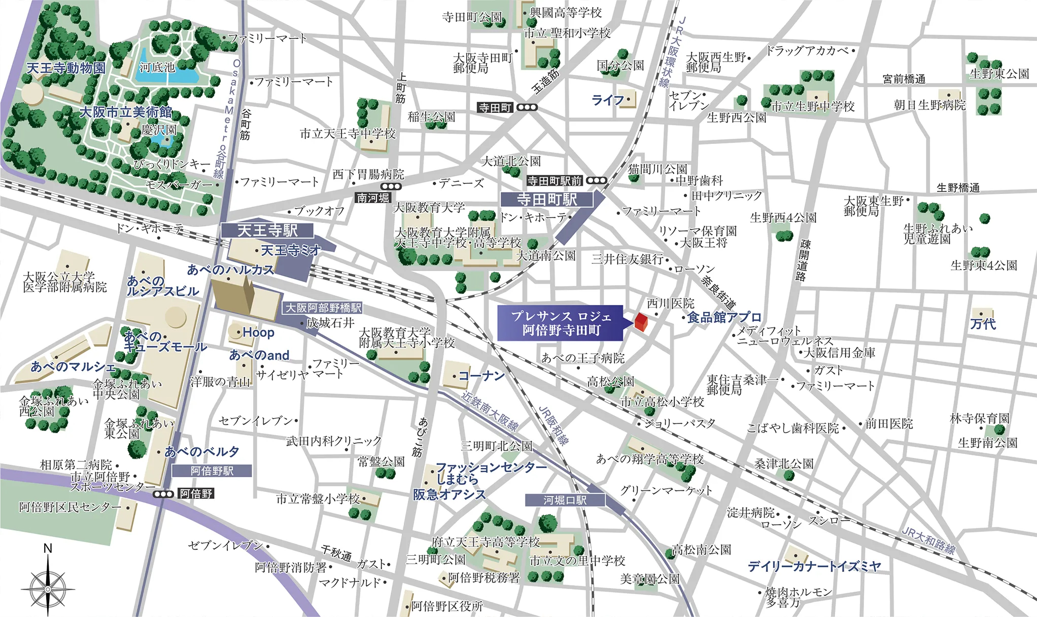 プレサンス ロジェ 阿倍野寺田町：案内図