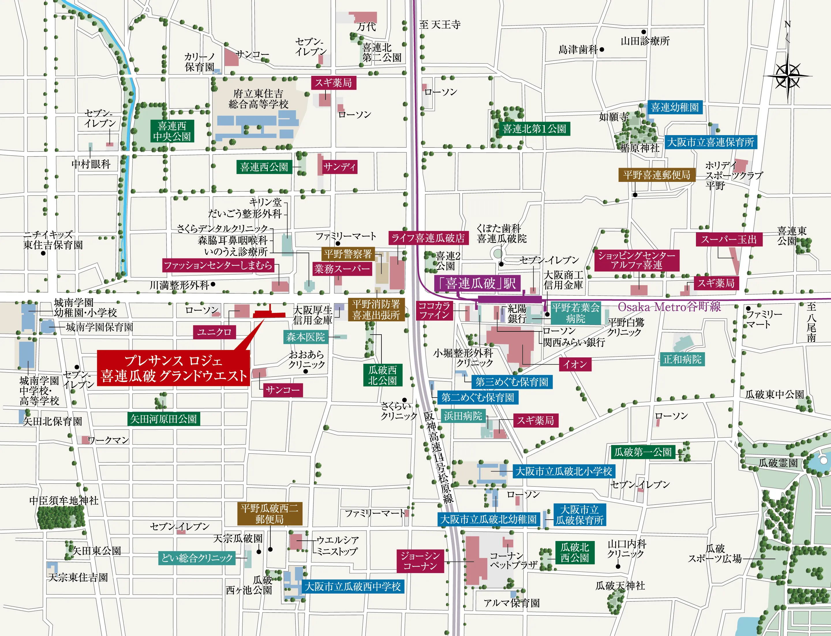 プレサンス ロジェ 喜連瓜破グランドウエスト：案内図