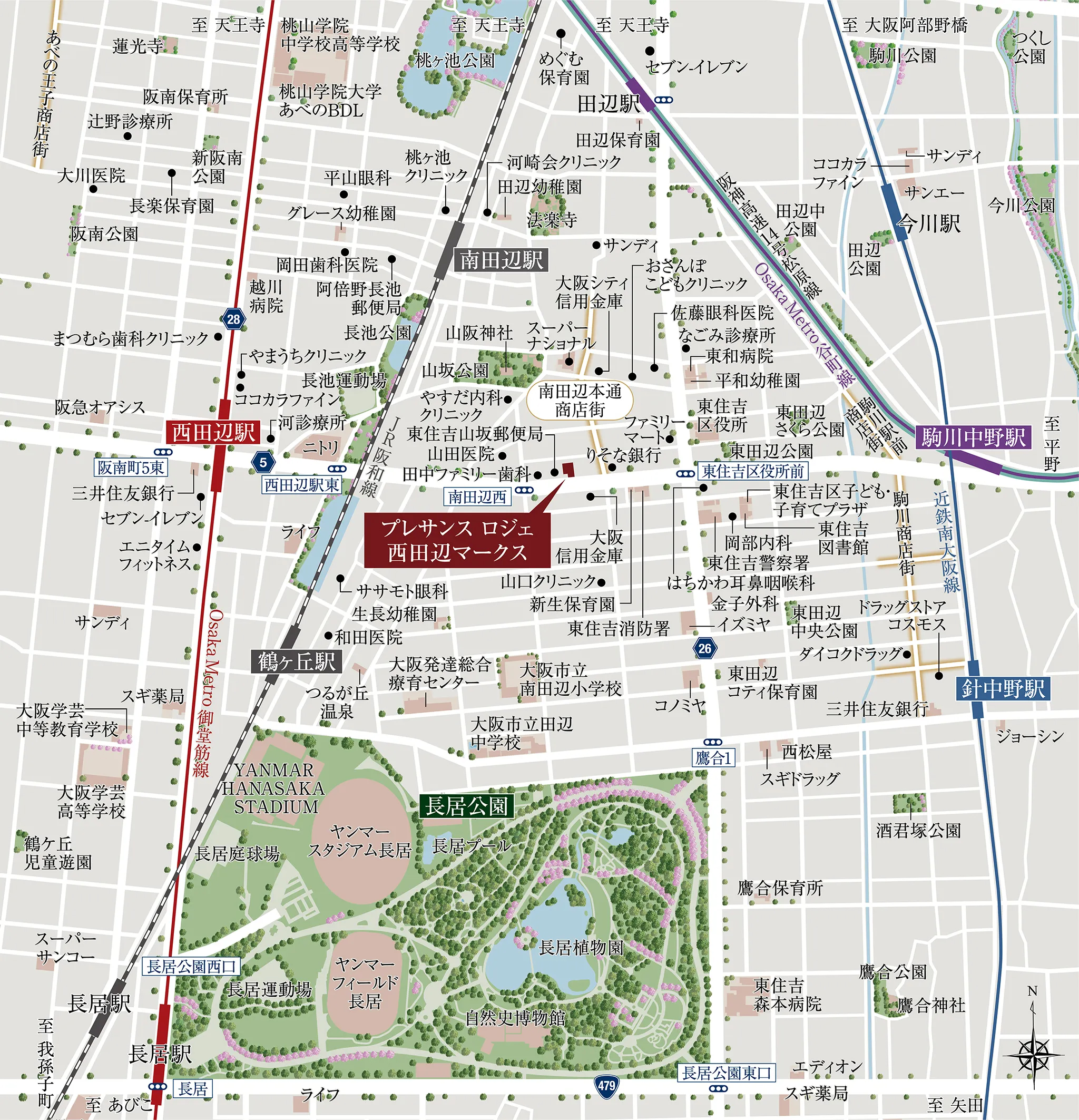 プレサンス ロジェ 西田辺マークス：案内図