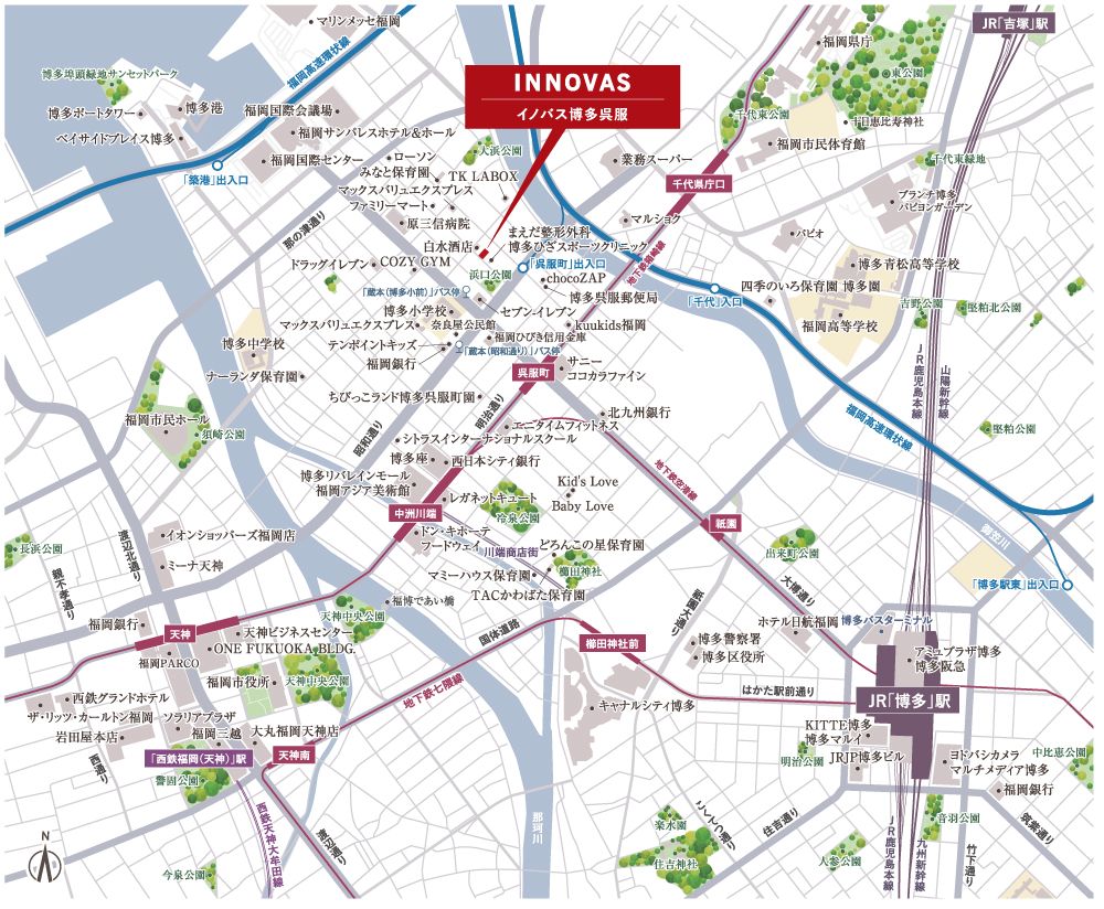 イノバス博多呉服：案内図