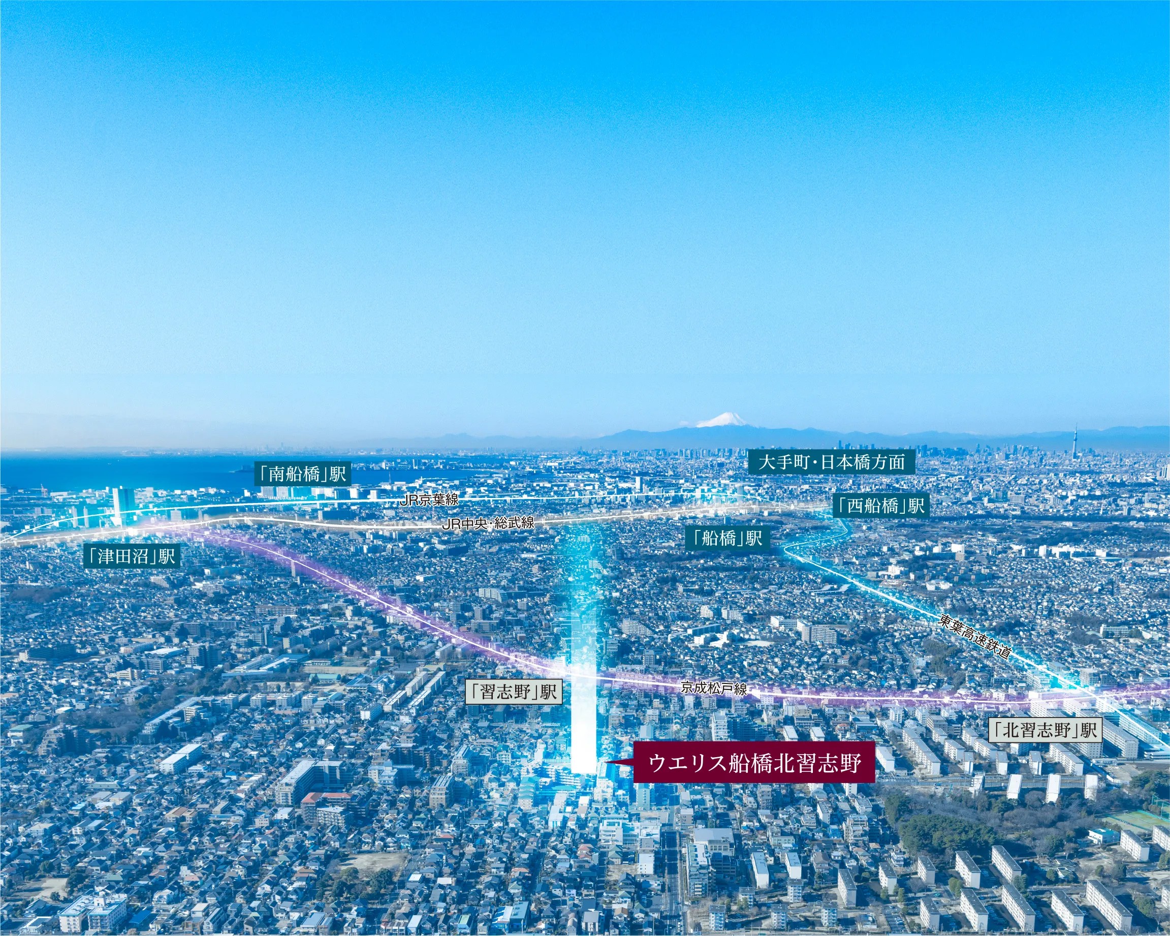 ウエリス船橋北習志野 大手町や日本橋へもダイレクトアクセス。 東西線に乗り入れる東葉高速鉄道で都心へ直結。