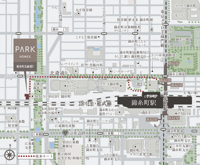 パークホームズ錦糸町北斎通り：案内図