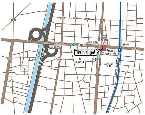 株式会社スリーエイトの周辺地図