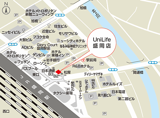 株式会社ジェイ・エス・ビー・ネットワーク　UniLife盛岡店の周辺地図