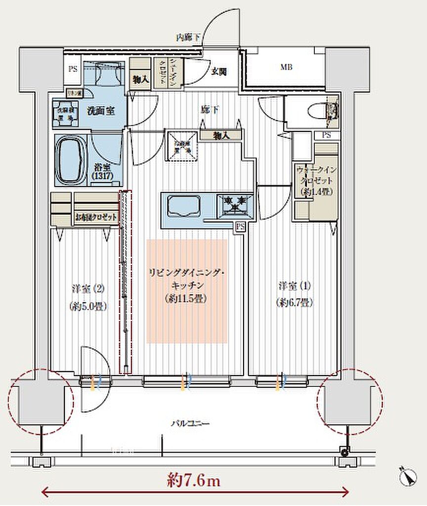 デュオヒルズ北見 間取り 【先着順】F