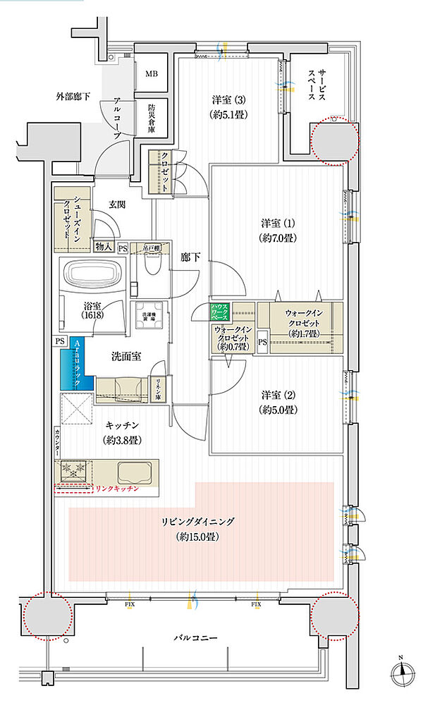 デュオヒルズ一宮ザ・レジデンス 間取り 【第2期2次以降】F