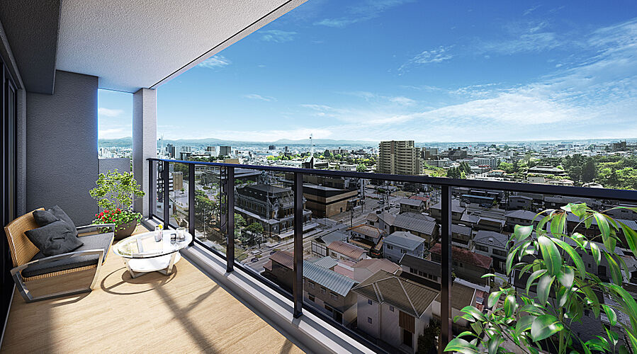 デュオヒルズ麓山ザ・レジデンス バルコニー完成予想CG（Eタイプ）