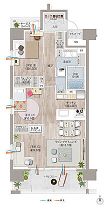 デュオヒルズ麓山ザ・レジデンス 間取り 【ブルームシーズン以降】A
