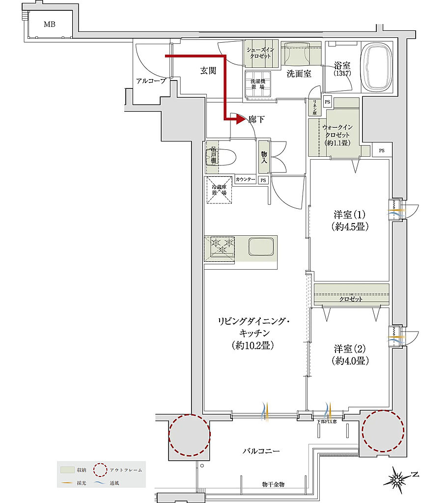デュオヒルズ上通町 間取り 【第2期2次先着】B2