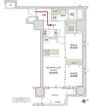 デュオヒルズ上通町 間取り 【第2期2次先着】B2
