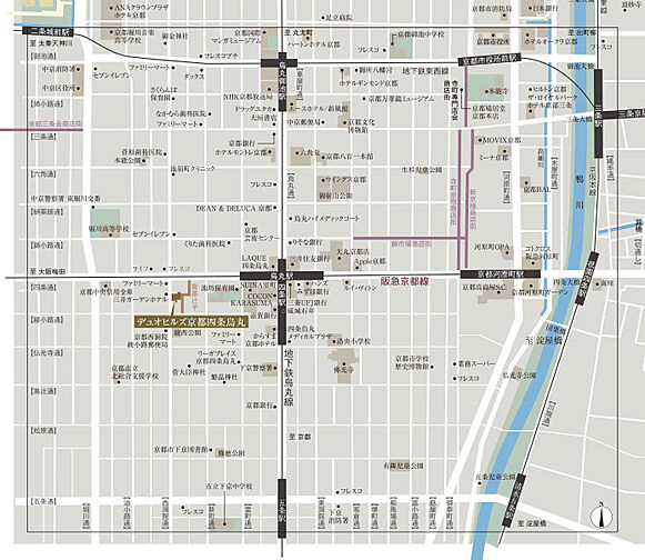 デュオヒルズ京都四条烏丸 現地案内図