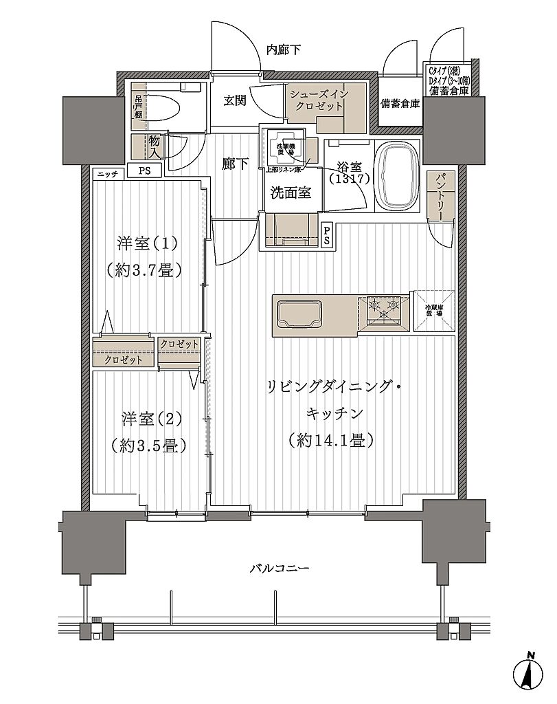 デュオヒルズ高取 間取り 【第1期2次先着順】B