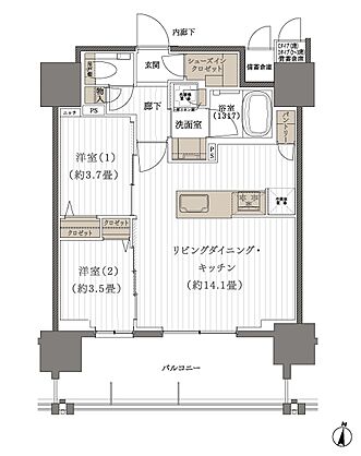 デュオヒルズ高取 間取り 【第1期2次先着順】B