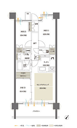 レーベン鶴岡 GRAN MARK TERRACE 間取り BC
