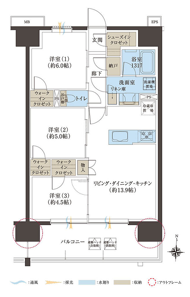 レーベン浜松VISTAGE 間取り E