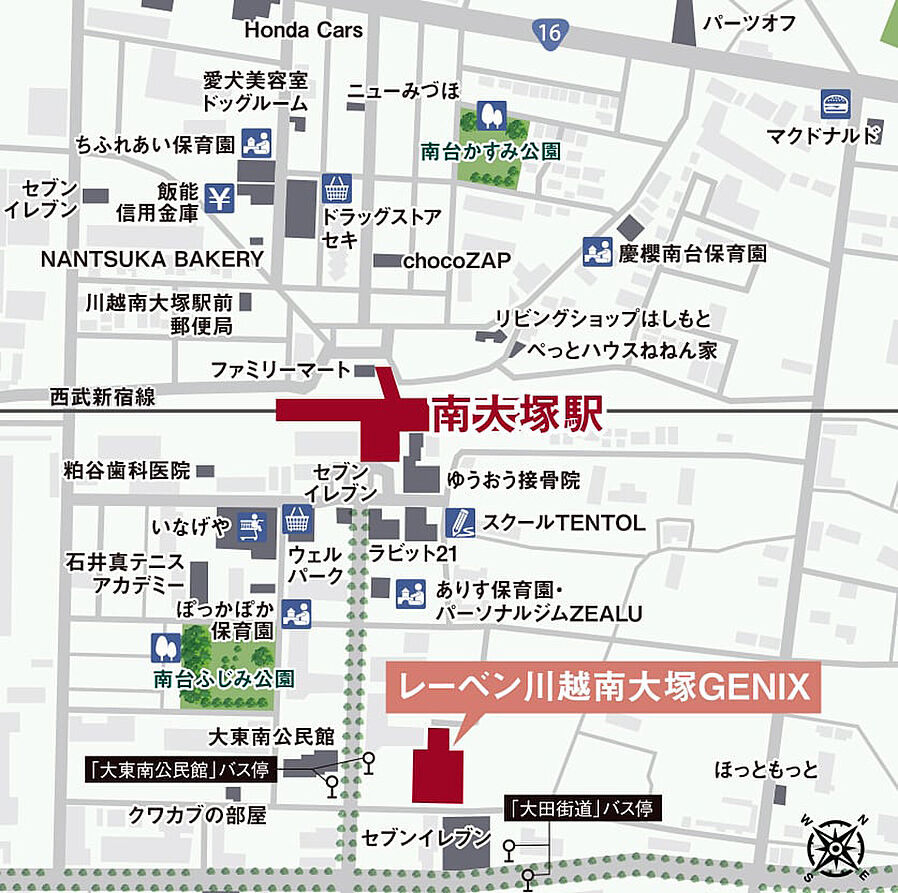 レーベン川越南大塚GENIX：案内図