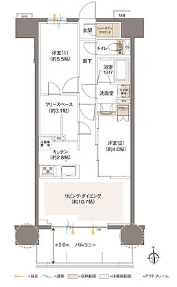 レーベン草加 CROWNEL 間取り D