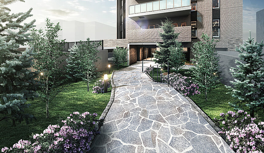 レーベン発寒南 RECENT エントランスアプローチ完成予想CG