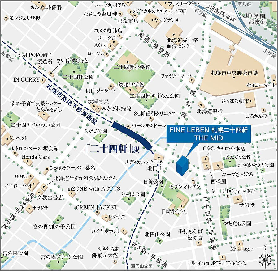 ファインレーベン札幌二十四軒 THE MID(北9西24)：案内図