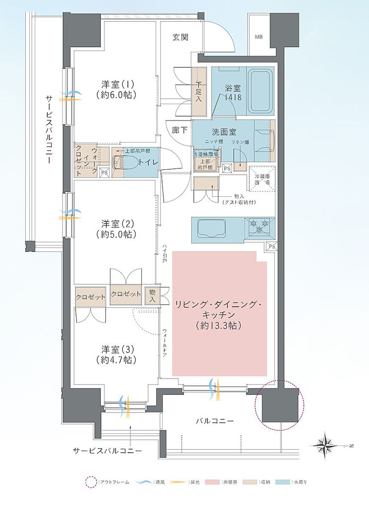 レーベン五反野 ONE FEEL 間取り B