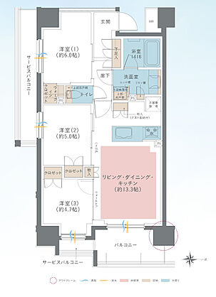 レーベン五反野 ONE FEEL 間取り B