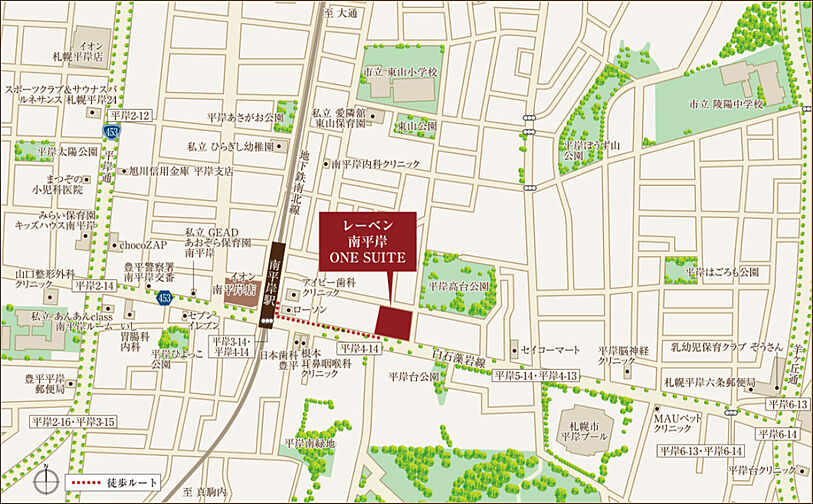 レーベン南平岸 ONE SUITE 現地案内図