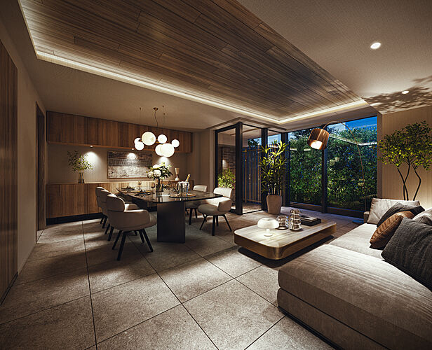 クリオ桜新町ザ・クラシック リビング・ダイニング・キッチン完成予想図（H2タイプ／有償設計変更プラン）