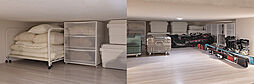 [スキレージ（床下収納）] SKIRAGE（スキップフロア＆ストレージ）が叶えた豊富な床下収納。シーズンオフの家電や布団、趣味のグッズからレジャーグッズまでたっぷりと収納できます。（一部住戸のみ）※参考写真（当社施工例）※1