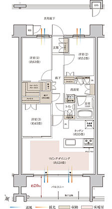 リビオシティ小倉中井 ウエストコート 間取り E