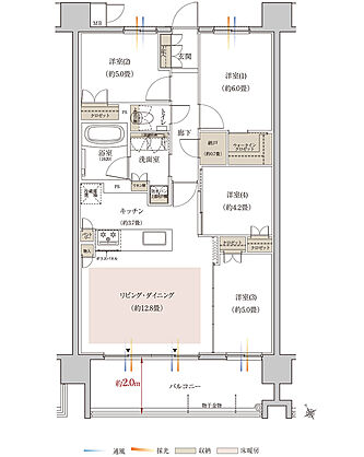 リビオシティ小倉中井 ウエストコート 間取り D