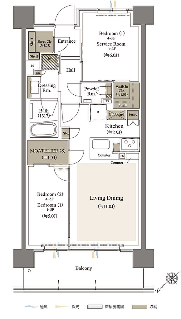 リビオシティ文京小石川 間取り 【第三期1次】Bw-59B2