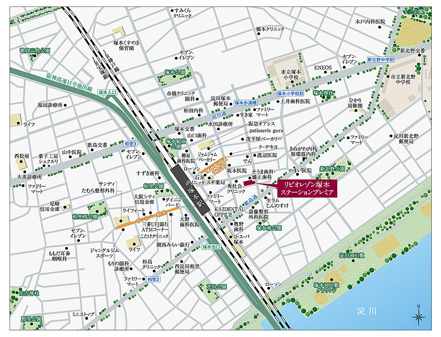 JR大阪1駅新築分譲マンションプロジェクト（リビオレゾン塚本ステーションプレミア）：案内図