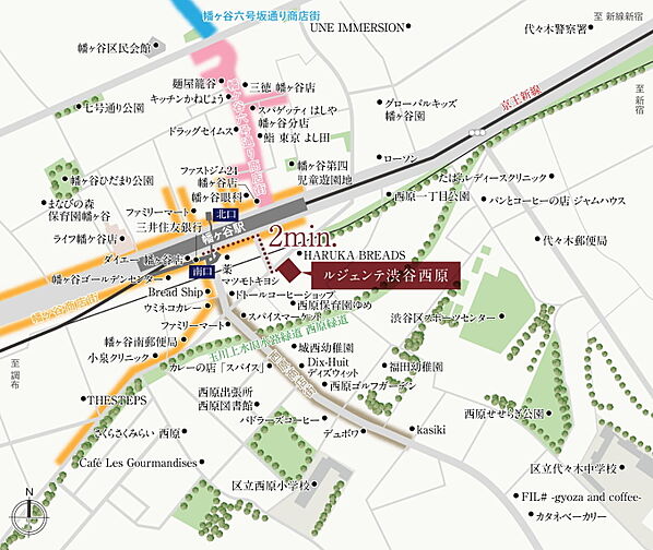 ルジェンテ渋谷西原 現地案内図