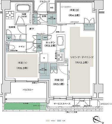 リーフィアレジデンス相模大野スタイルスイート 間取り M