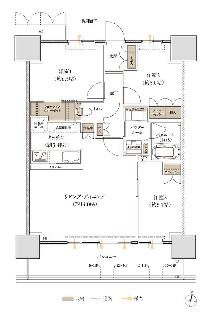 久留米ザ・タワー レジデンシャル 間取り G(g’)
