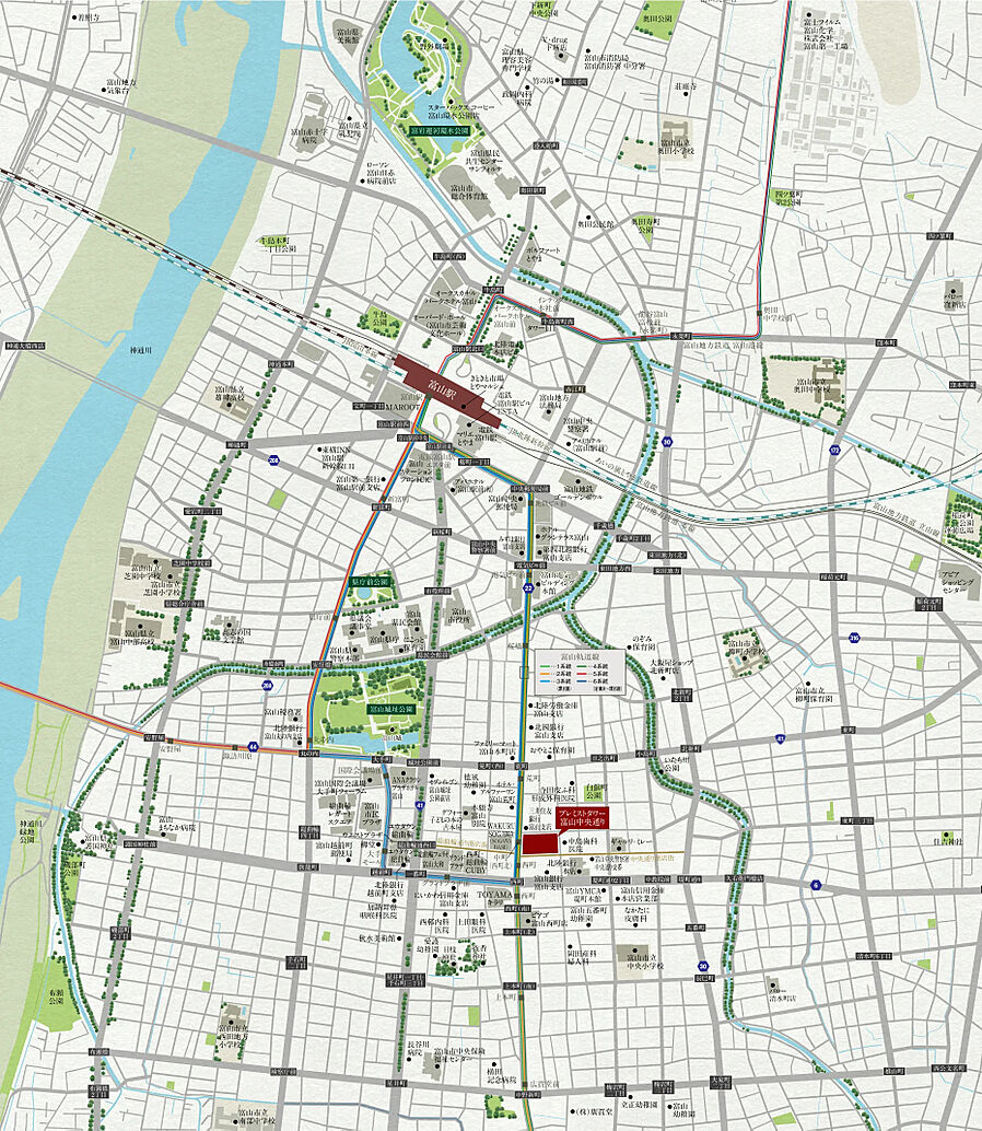 プレミストタワー富山中央通り：案内図
