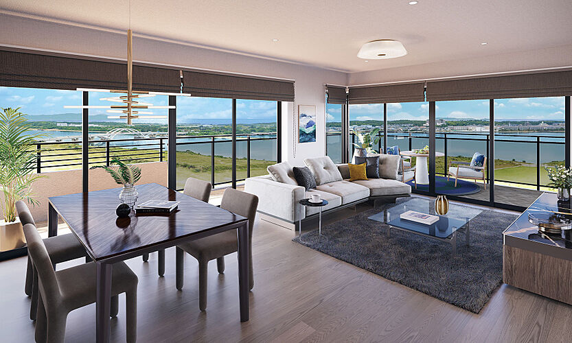 ISLANDCITY THE GARDEN R-I棟Kタイプ17階 リビングダイニングキッチン完成予想CG（Autumn）