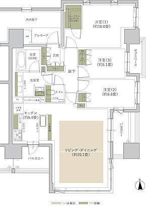 グランドメゾン The 天王寺空清町 間取り D