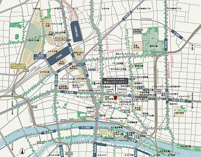 グランドメゾン梅田レジデンスタワー 現地案内図