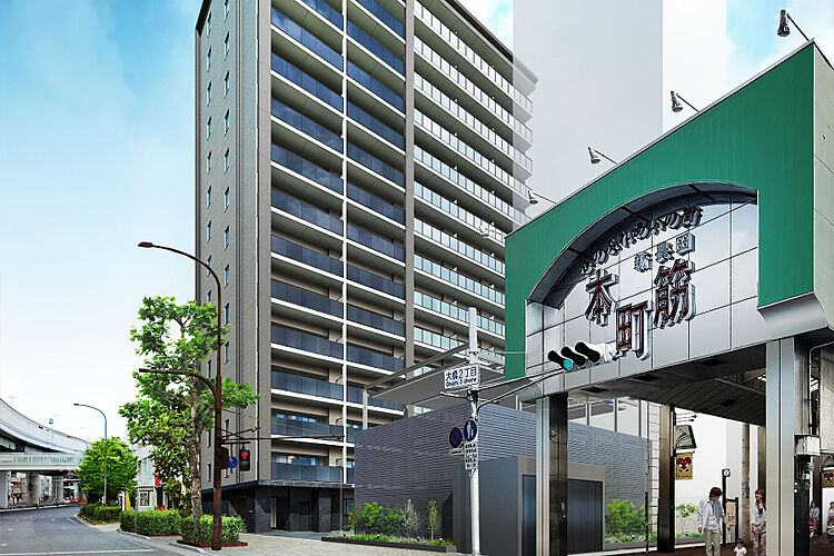 ワコーレ新長田ルミナゲート 外観完成予想図・周辺の街並み