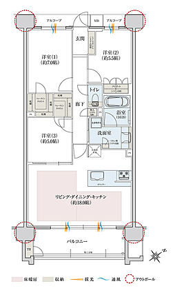 レ・ジェイドシティ千里藤白台 間取り C-O